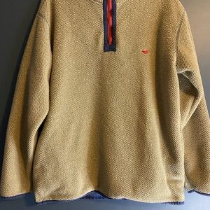 Southern Marsh Tan Zip-Up Sweater with Navy Trim
